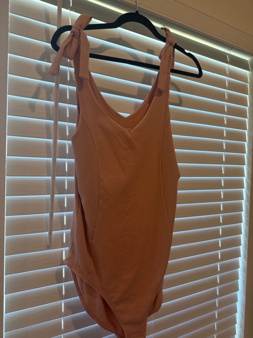 Old Navy Ribbed Tie-Shoulder Bodysuit - Light Pink
